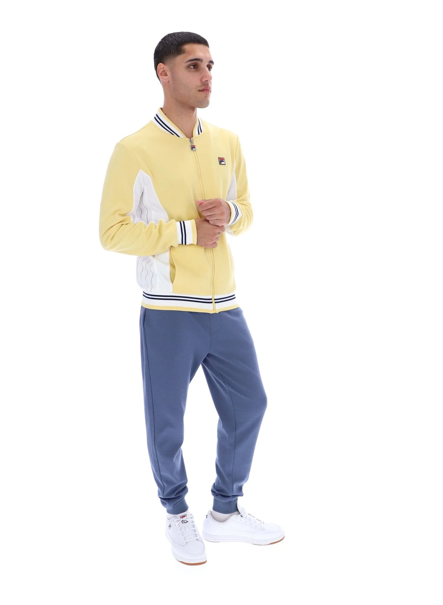 Settanta Baseball Track Jacket in Raffia/White/Fila Navy - Image 3