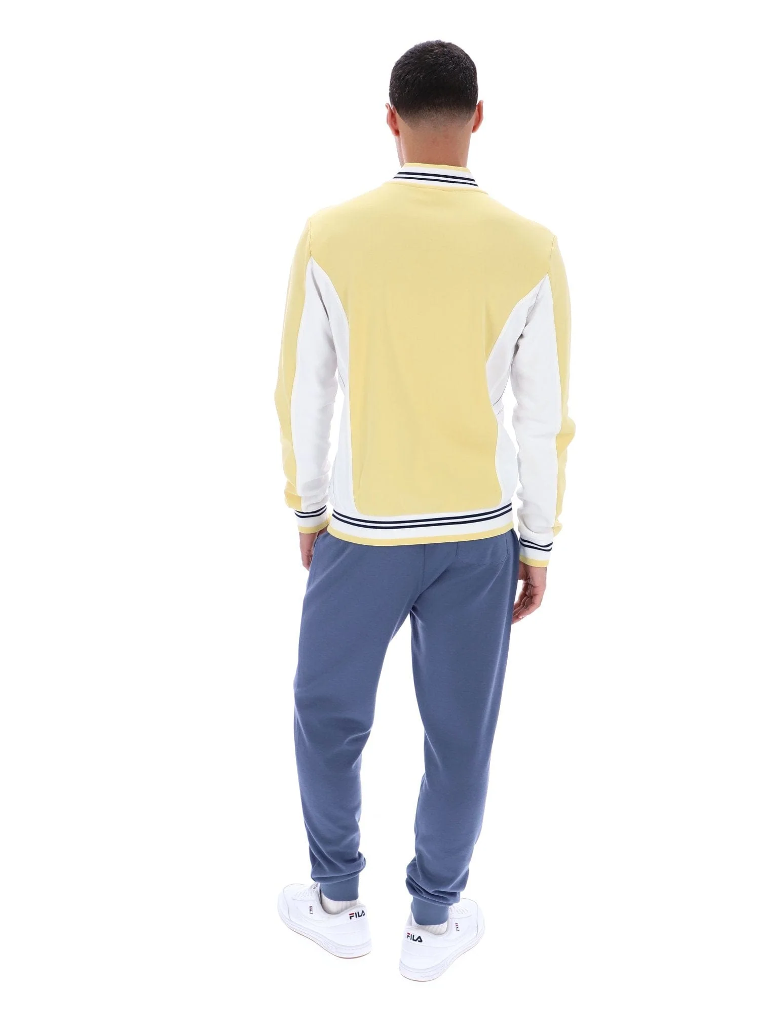 Settanta Baseball Track Jacket in Raffia/White/Fila Navy - Image 4