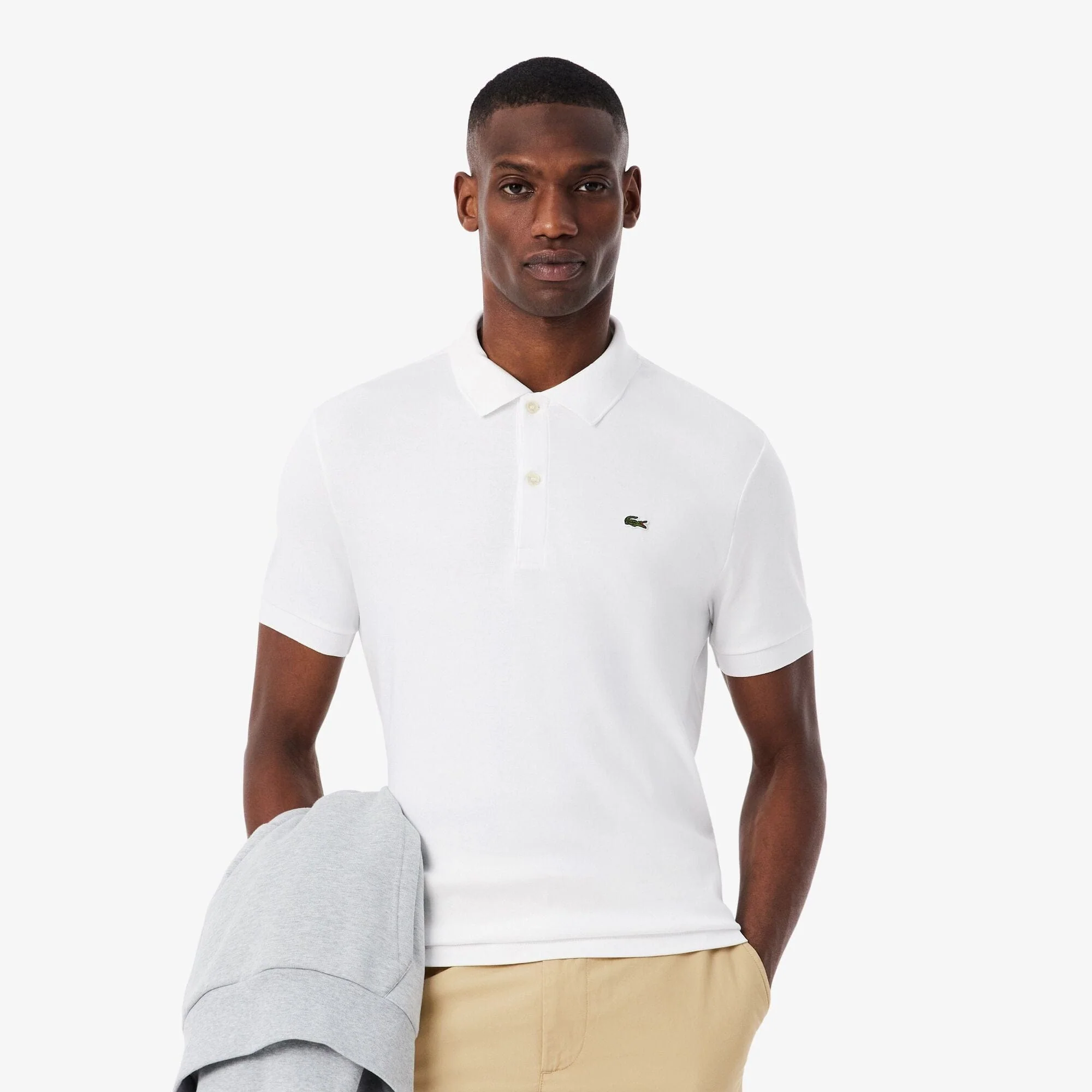 The Lacoste Essential Prima Cotton Polo in White - Blanc