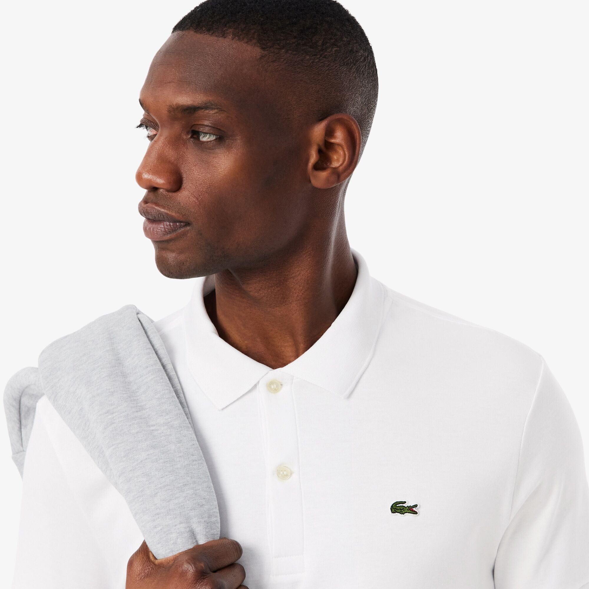 The Lacoste Essential Prima Cotton Polo in White - Blanc - Image 3