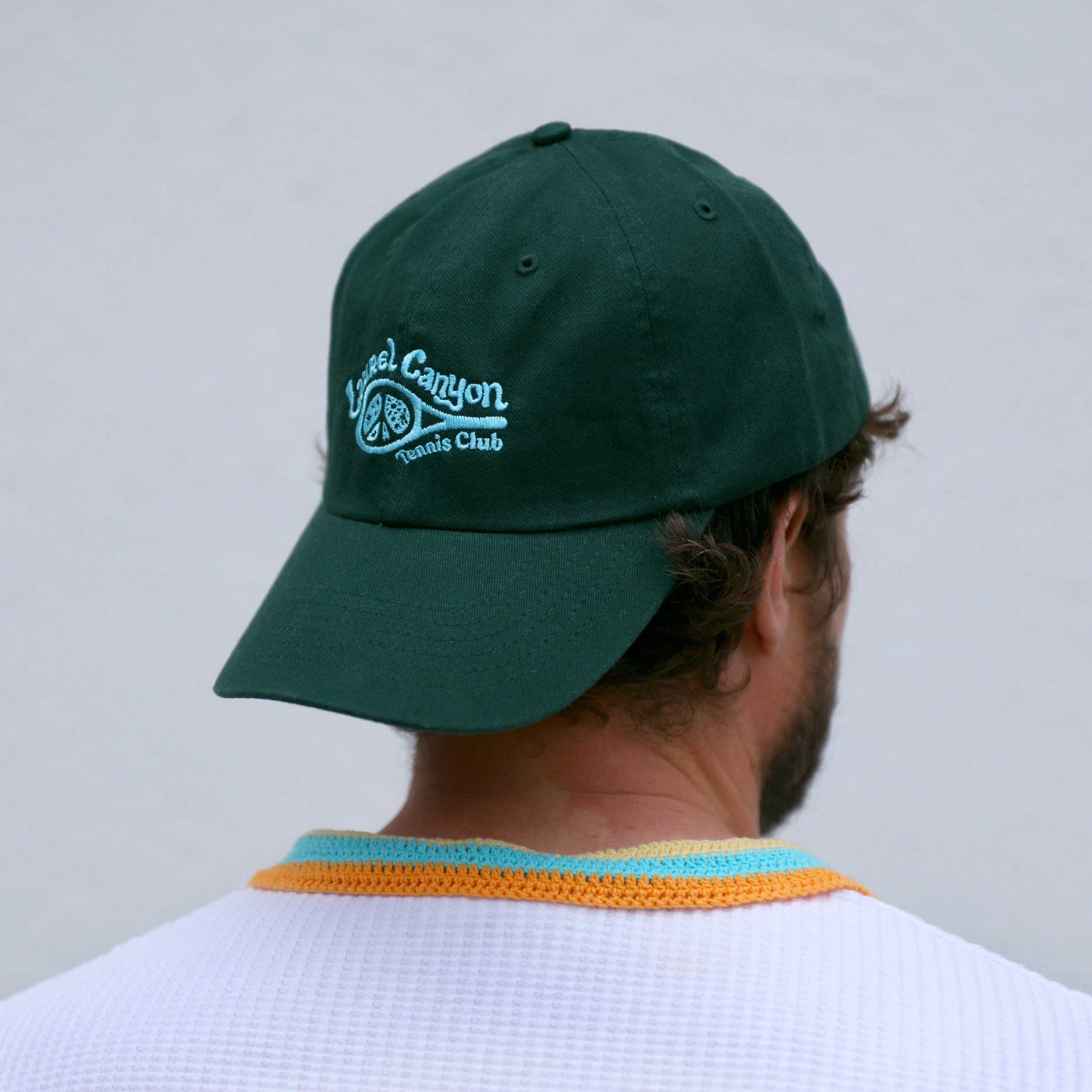 Unisex Laurel Canyon Tennis Club Embroidered Cotton Tennis Hat in Pacific Green - Image 3