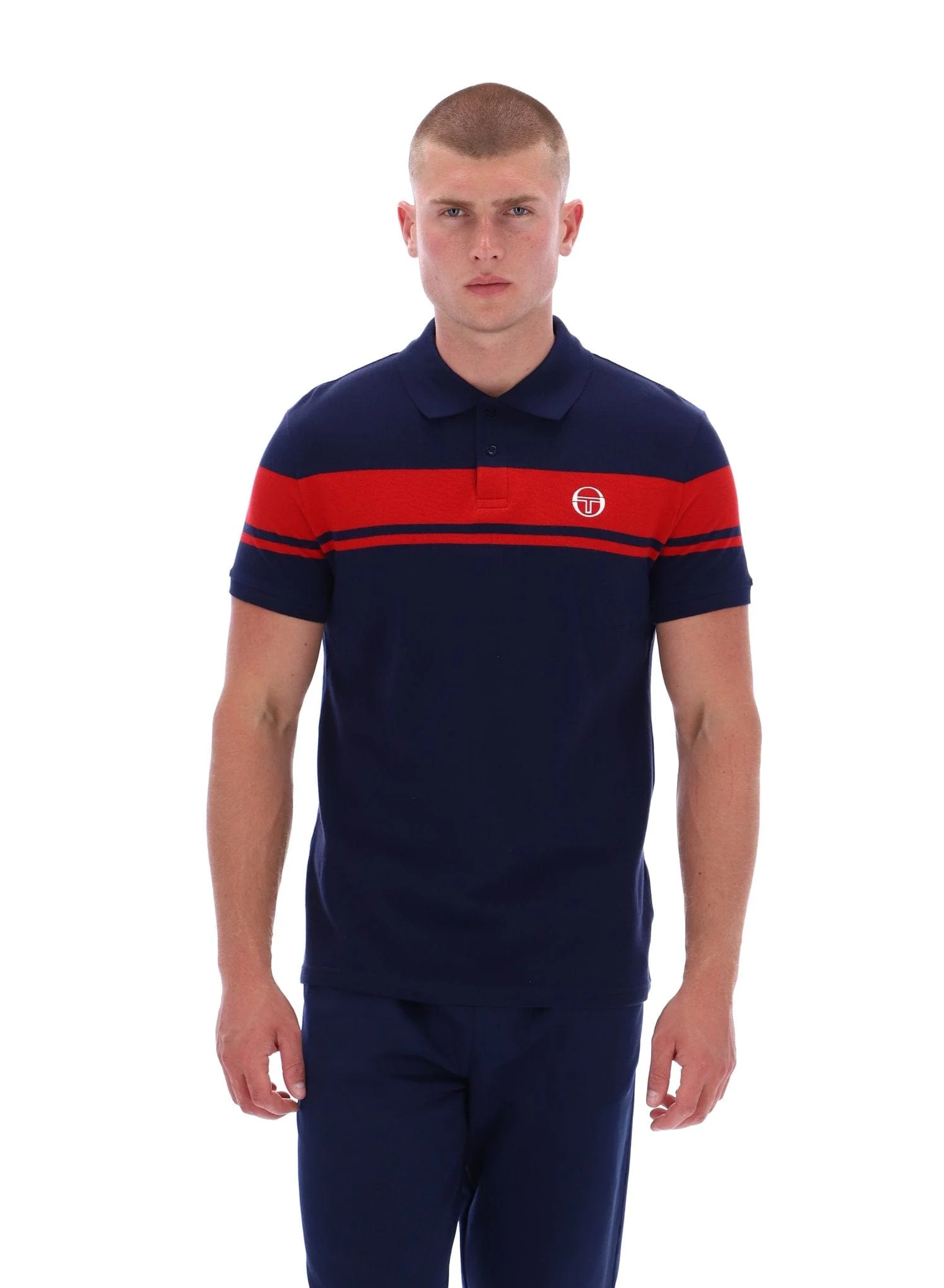 Young Line Polo Shirt in Martime Blue/Adrenaline Rush - Image 2