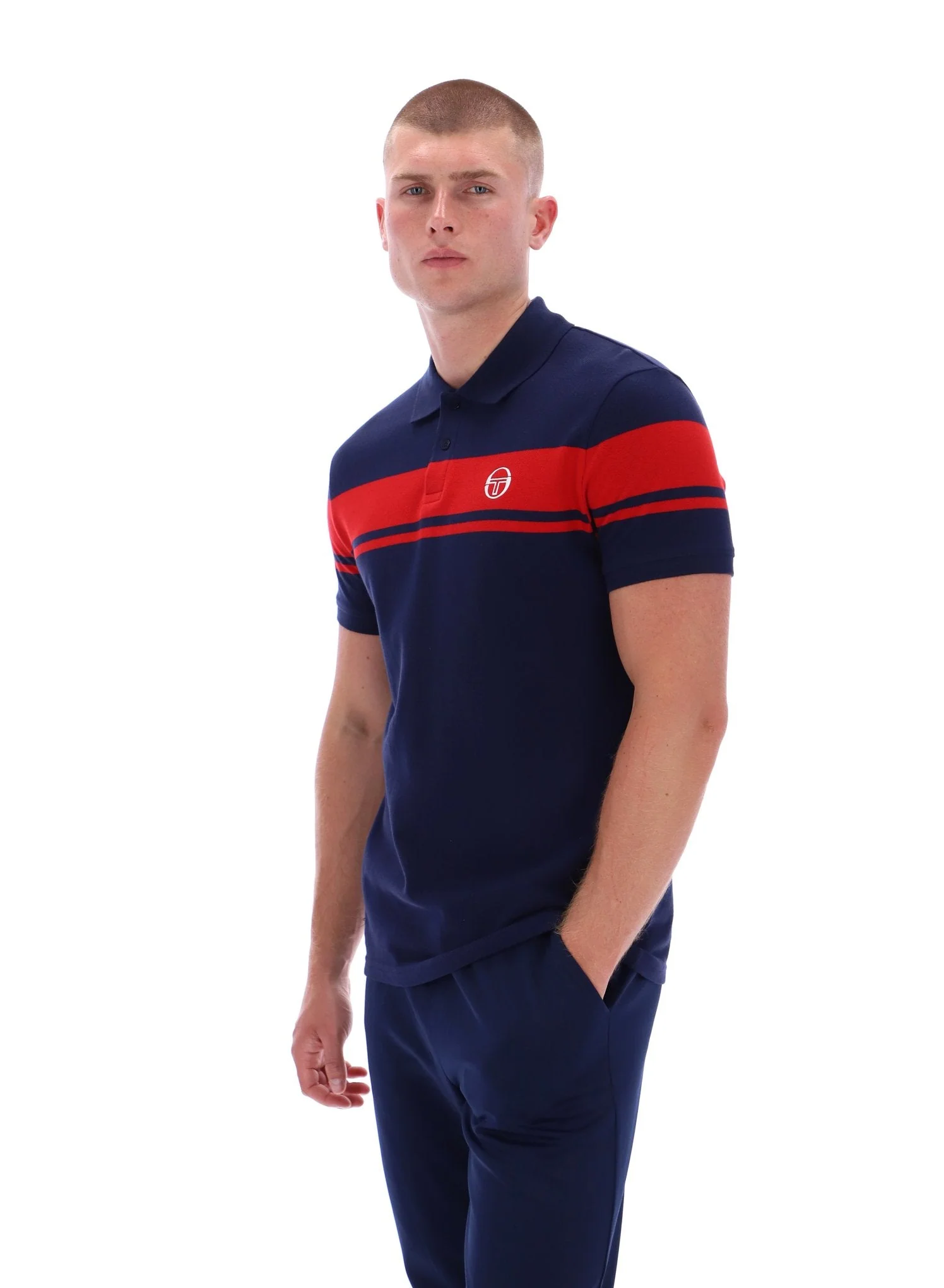 Young Line Polo Shirt in Martime Blue/Adrenaline Rush - Image 3